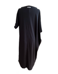 Long black shift dress in organic cotton by Malaika New York.