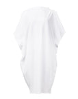 A white midi dress in organic cotton. The perfect graduation dress by Malaika New York