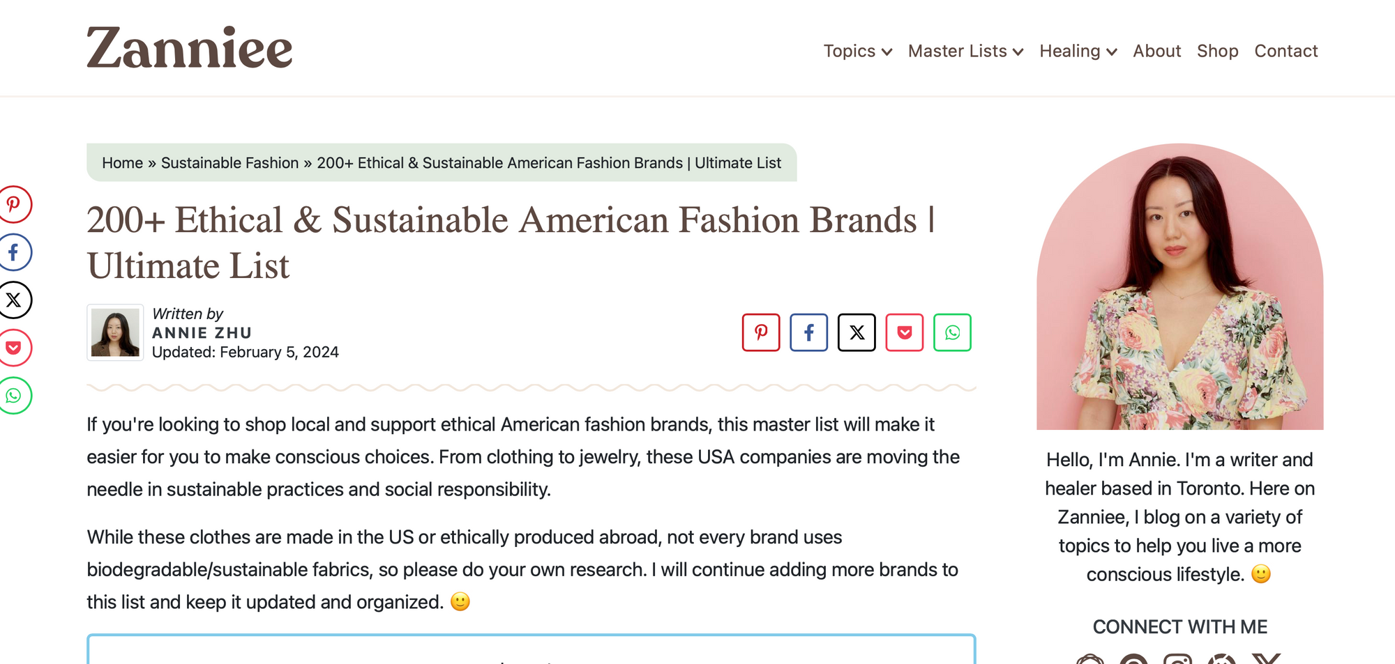 Zanniee 200+ Ethical & sustainable American Fashion Brands