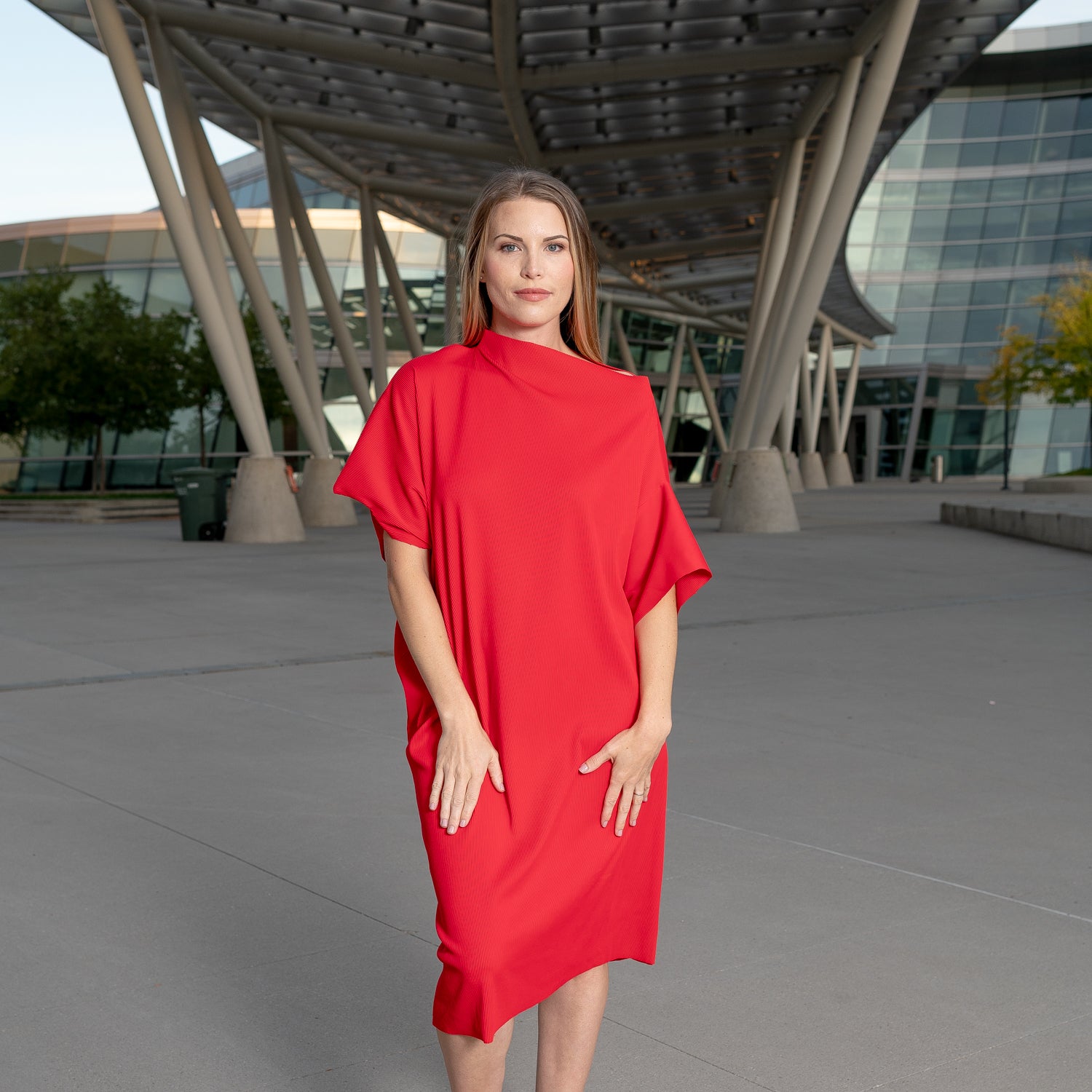 Pleated Dress Red