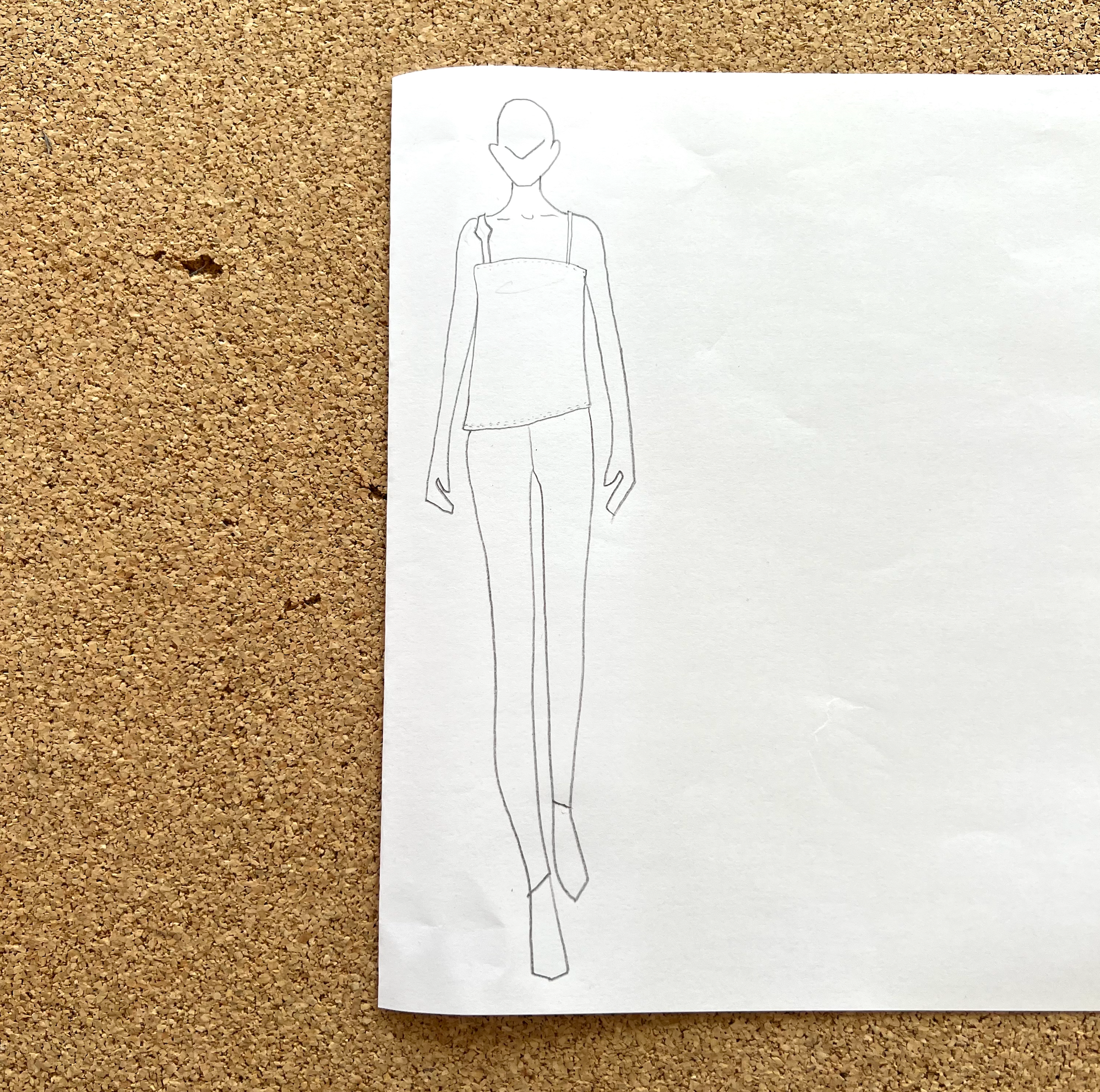 fashion drawing of a jersey silk sleeveless top by Malaika New York