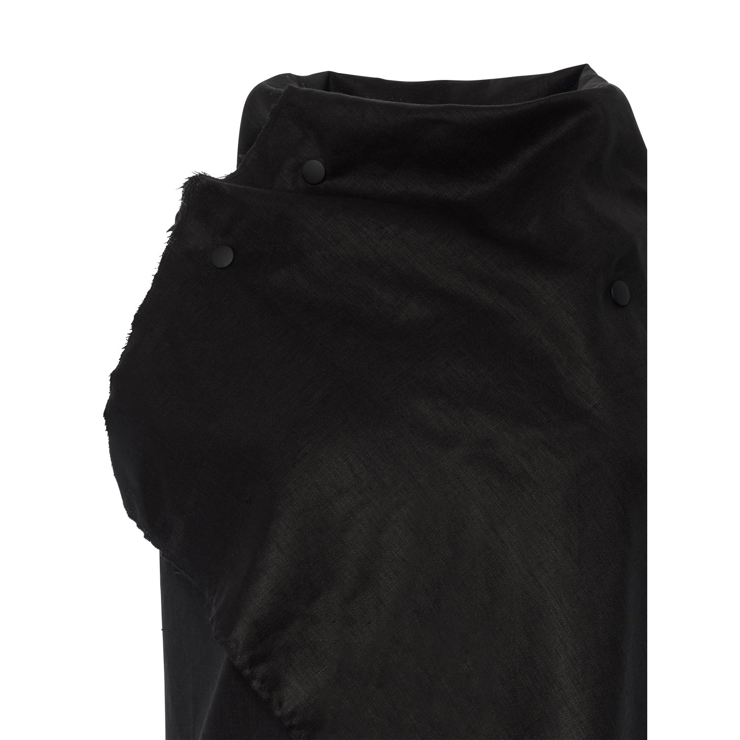 Close up of a summer linen vest black on black. High neck options or low neck by Malaika New York