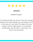 This is an image of a five star review that we got from our organic cotton t-shirt dress.