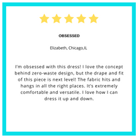 This is an image of a five star review that we got from our organic cotton t-shirt dress.