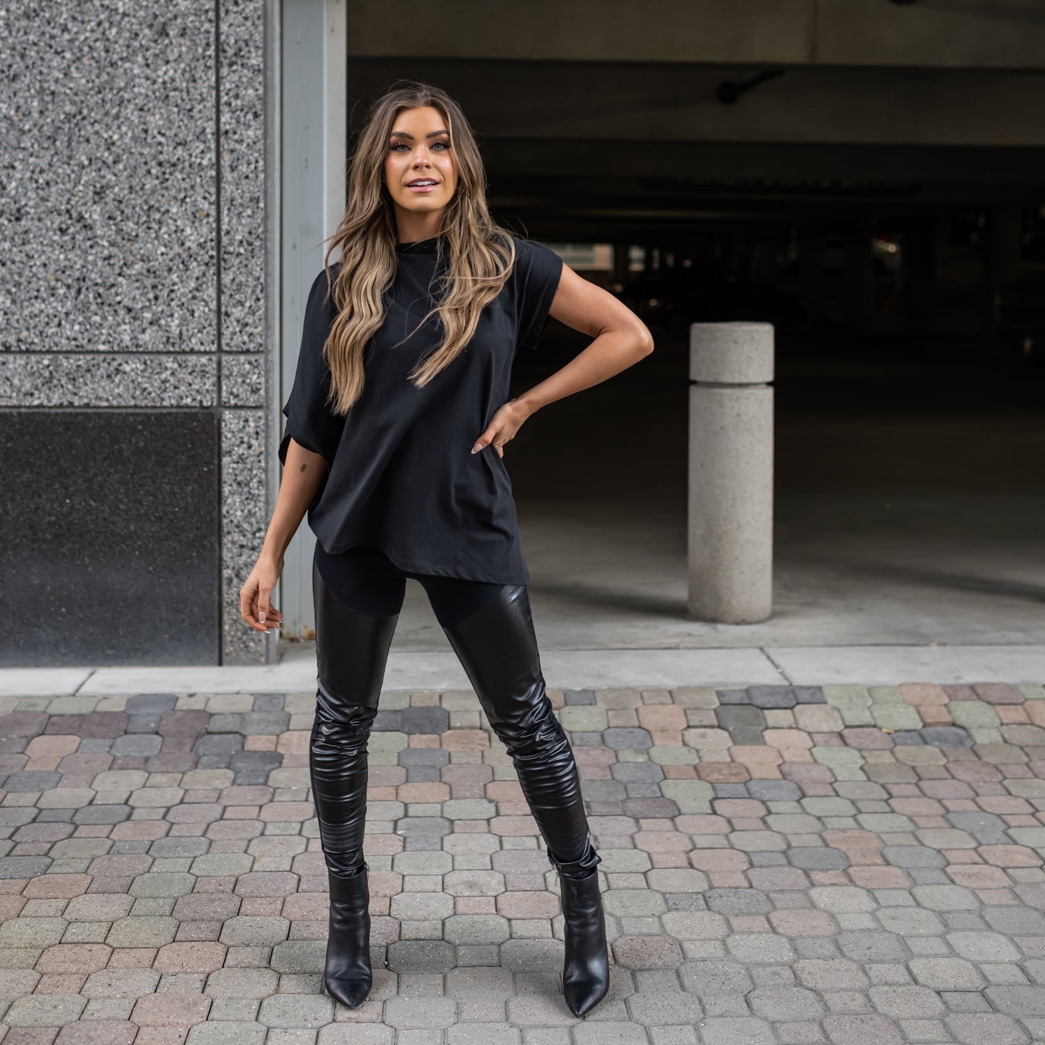 Black Leggings Leggings Overknee Look Vegan Leather Leggings Black