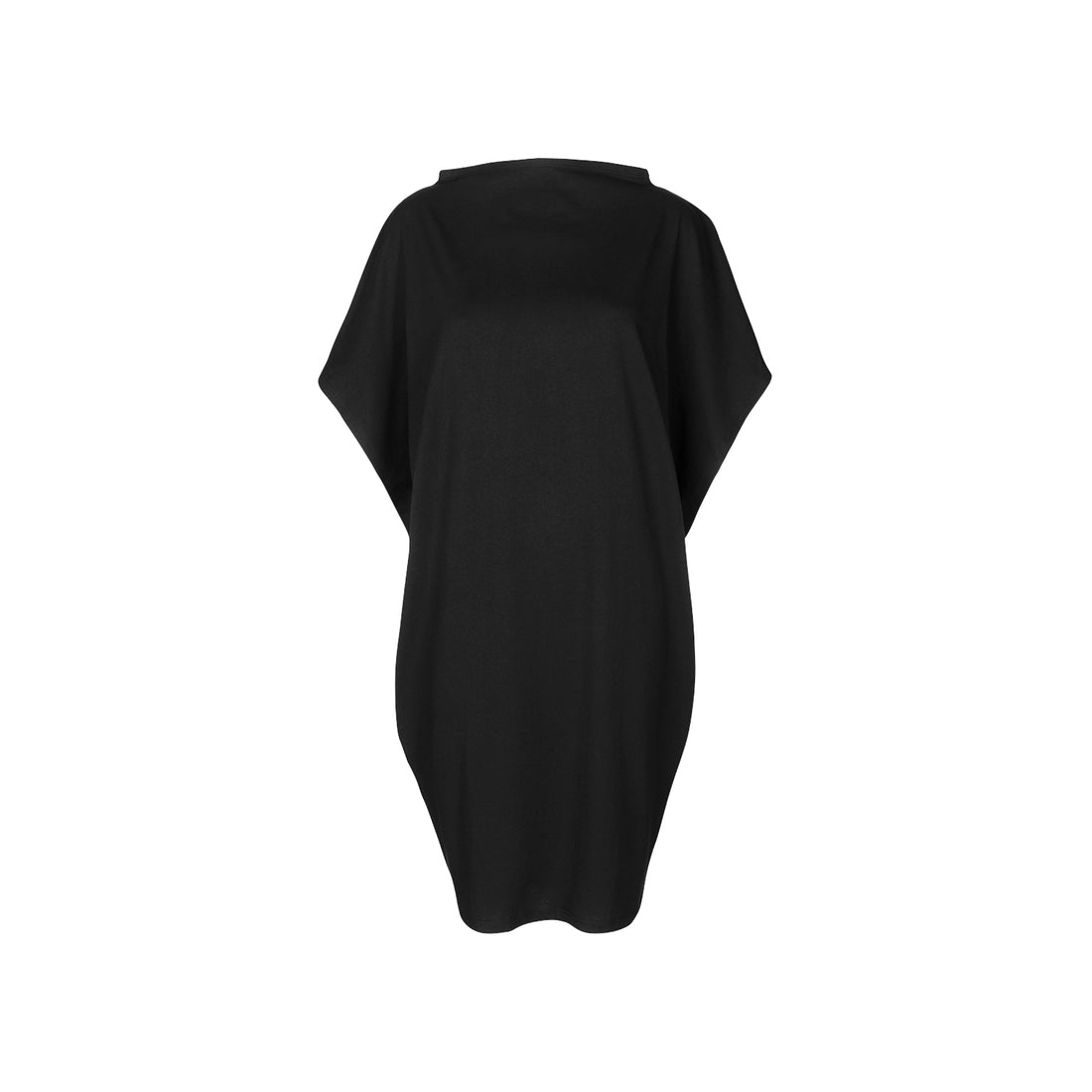 A black boat neck midi dress in organic cotton by Malaika New York