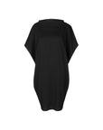 A black boat neck midi dress in organic cotton by Malaika New York