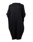 This is a photo of our black hexagon t-shirt dress made from organic cotton. This shift dress is great for all body shapes.