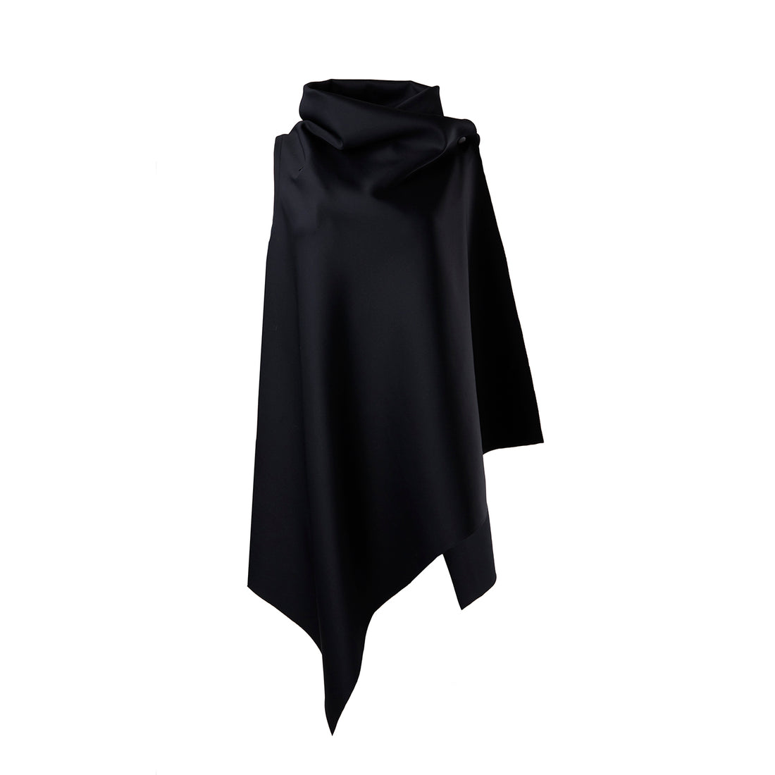 An asymmetrical black vest for women