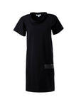 A black cotton knee length dress in organic cotton. Short sleeve dress  by Malaika New York